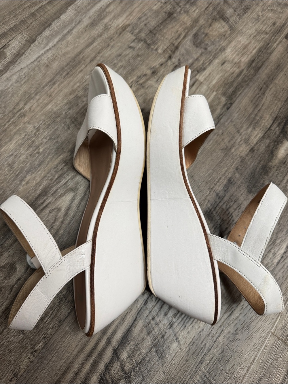 Camper Damas White Leather Ankle Strap Wedge Sandals EU 42 US 11 Minimalist Euro - Picture 4 of 8